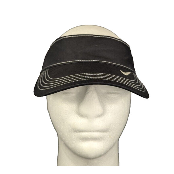 Nike Dri-Fit Visor Adjustable Black Performance Sportswear Headgear Polyester - Picture 1 of 7
